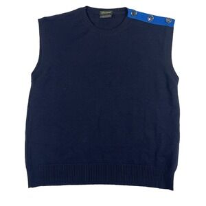 Longchamp Womens Sleeveless Buttoned Shoulder Sweater Vest Dark Blue Size XS